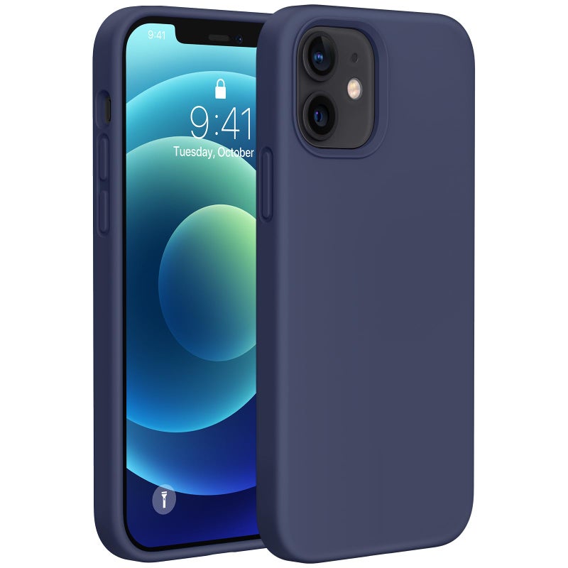 Miracase Compatible with iPhone 12 Case and iPhone 12 Pro Case, Liquid Silicone Gel Rubber Full Body Protection Shockproof Drop Protection Phone Case for iPhone 12/12 Pro 6.1 inch, Navy Blue - Image 1